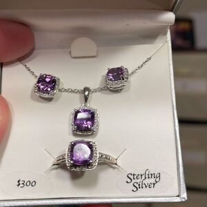 Macy's Sterling Silver and Purple Jewelry Set